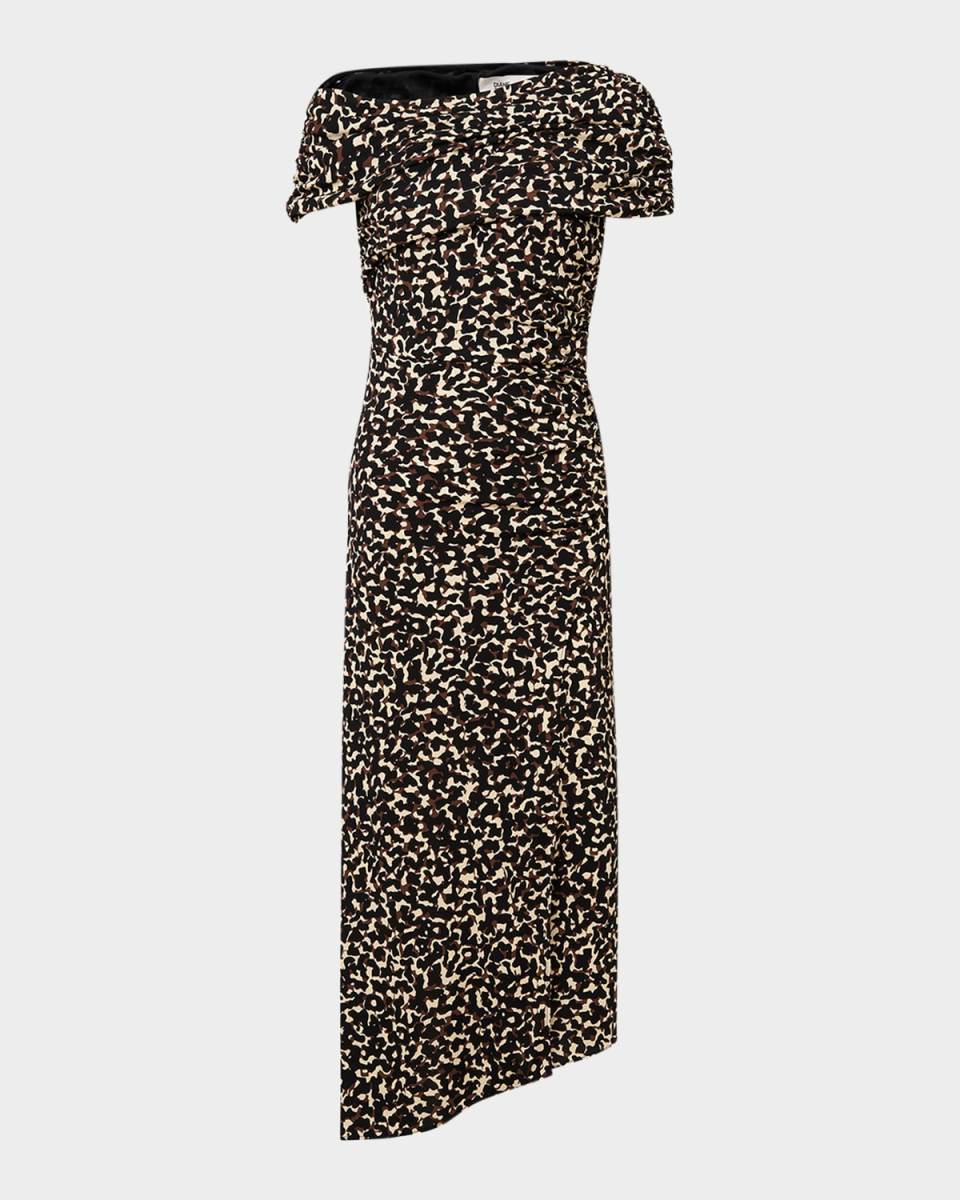 Agustin Ruched One-Shoulder Midi Dress